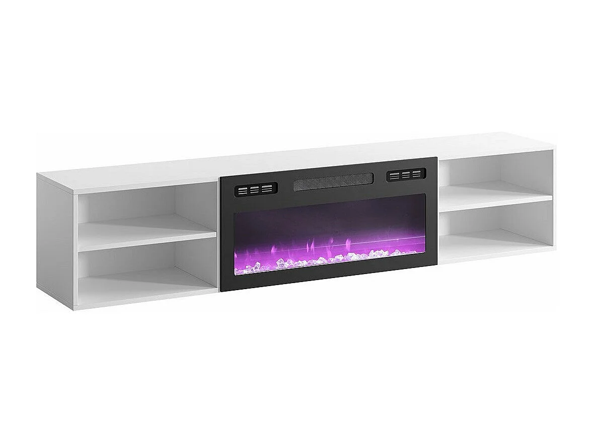 Meuble TV Charlotte 190, Noir|Blanc, 180x39x33cm