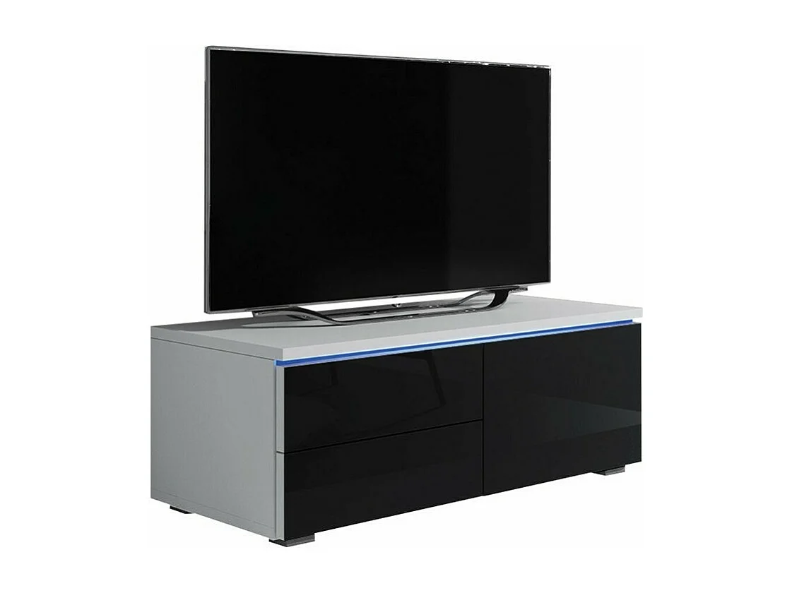 Mueble TV Nashville 130, Negro brillante|Blanco, Número de puertas: 1.00, 100x35x45cm