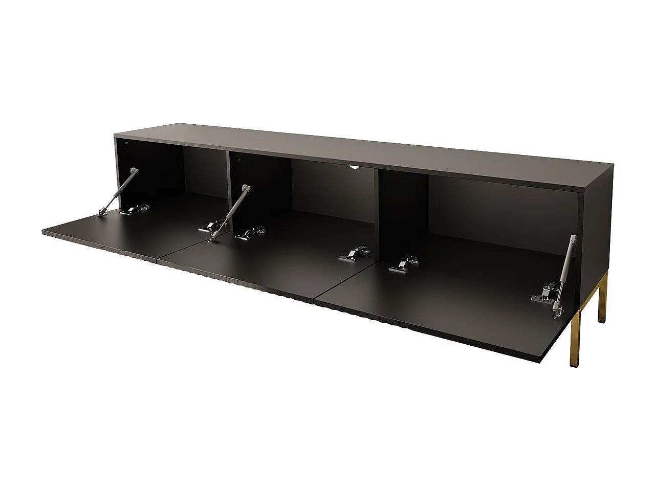 Meuble TV Levelbu 103, Blanc brillant|Blanc, Le nombre de portes: 3, 190x52x37cm