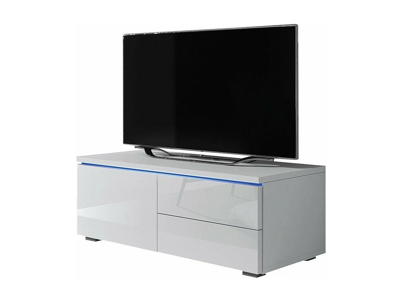 Meuble TV Nashville 130, Blanc brillant|Blanc, Le nombre de portes: 1, 100x35x45cm