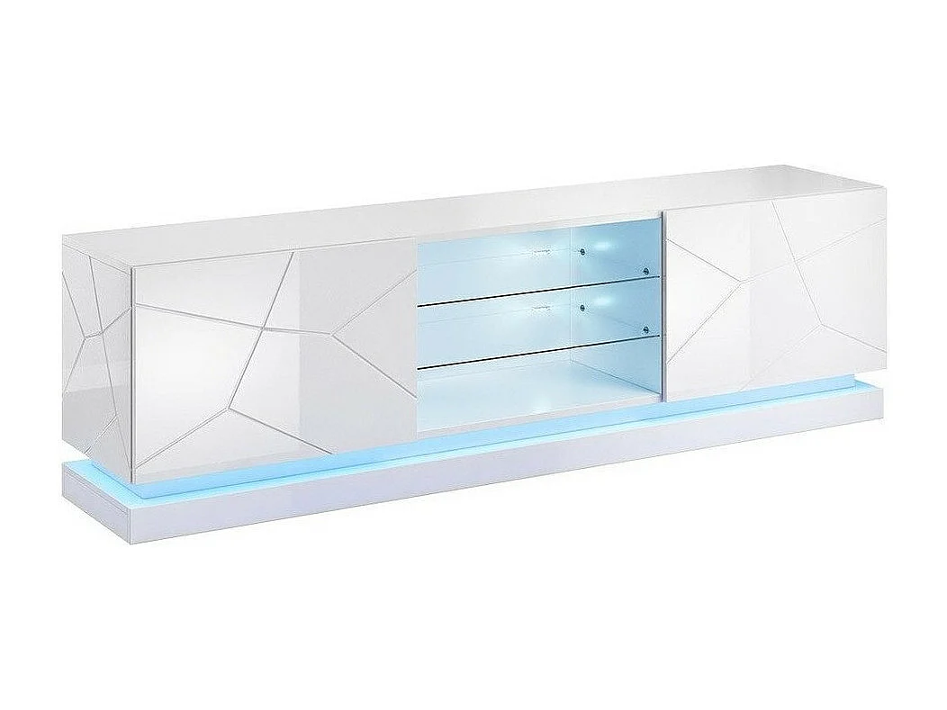 Mesa para TV Charlotte 128 (Branco + Branco brilhante Sim )