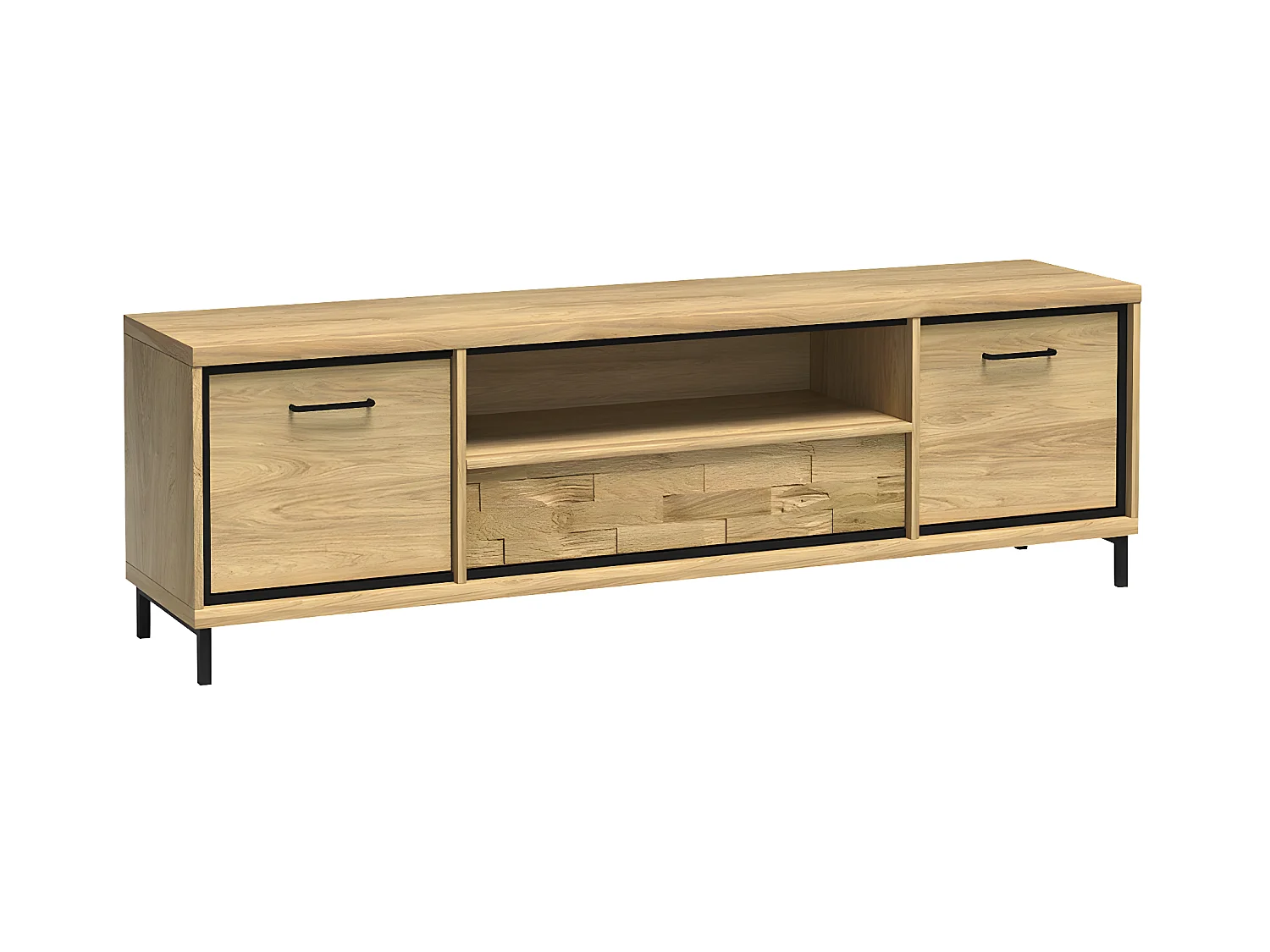 Meuble TV Etrmoni 111, Clair bois|Chêne, Le nombre de portes: 2, Nombre de tiroirs: 1,