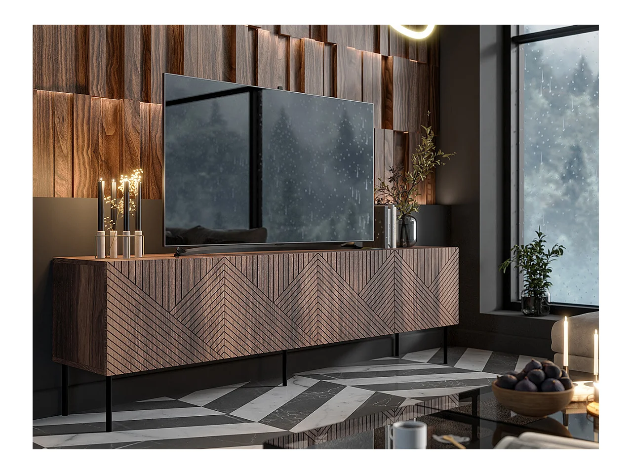 Mueble TV Charlotte L101, Nogal, 191x58x40cm
