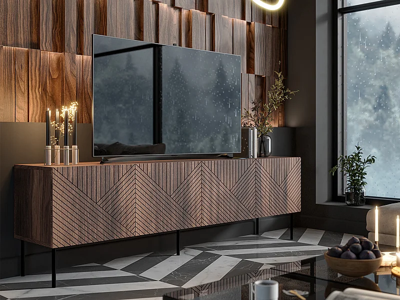 Meuble TV Venophu 101, Noyer, 191x58x40cm