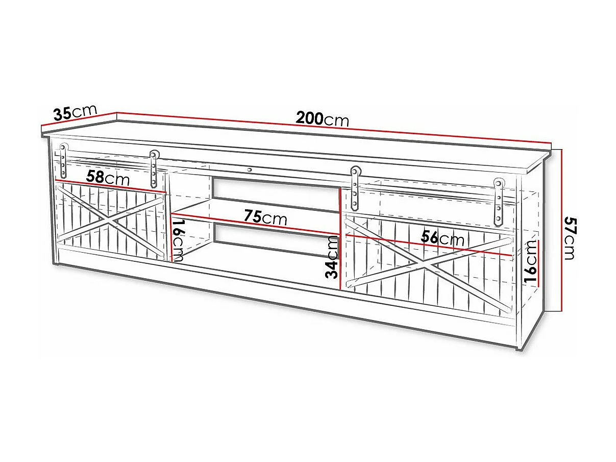 Mueble TV Charlotte 156, Wotan roble, Número de puertas: 2.00, 200x57x35cm