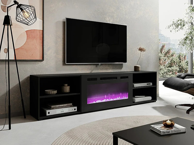 Mueble TV Charlotte 191, Negro, 200x51x33cm