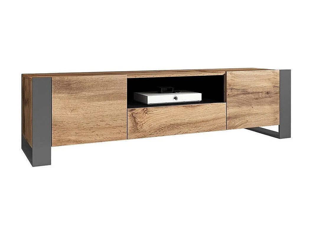 Mueble TV Charlotte D100, Wotan roble|Antracita, Número de puertas: 2.00, 180x48x44cm