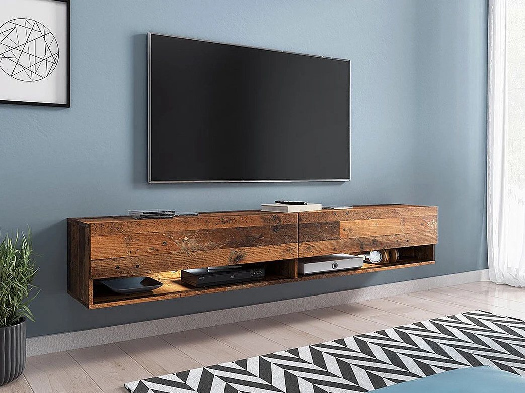 Mueble TV Sarasota 119, Arbol envejecido, Número de puertas: 2.00, 180x30x33cm