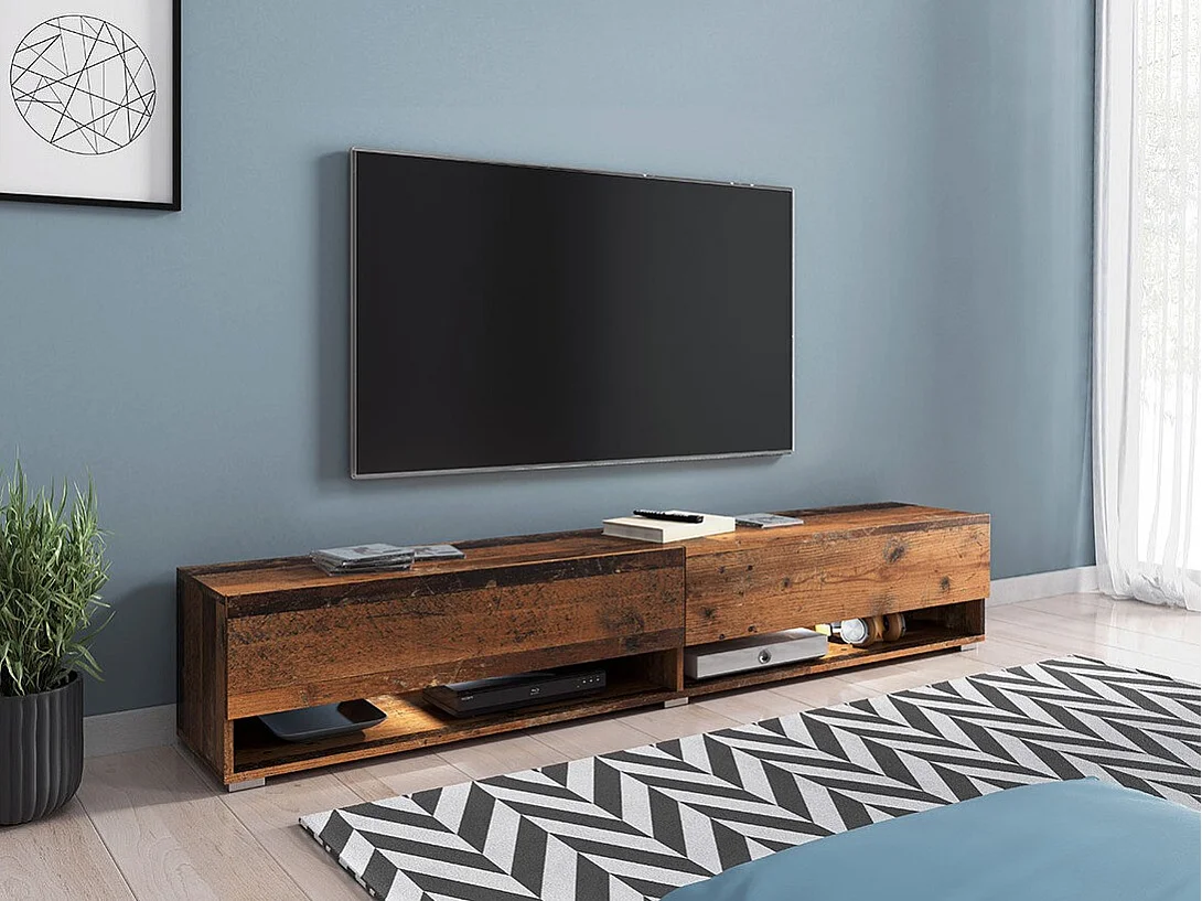 Mueble TV Sarasota 119, Arbol envejecido, Número de puertas: 2.00, 180x30x33cm