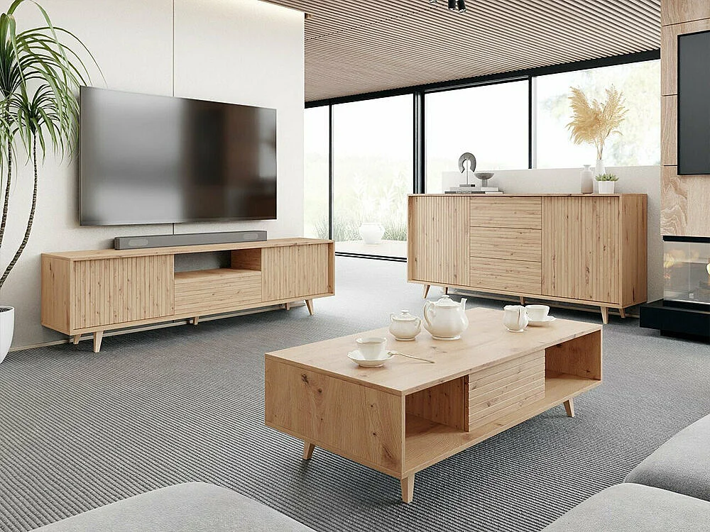 Mueble TV Comfivo L102, Roble Artisan, 180x52x40cm