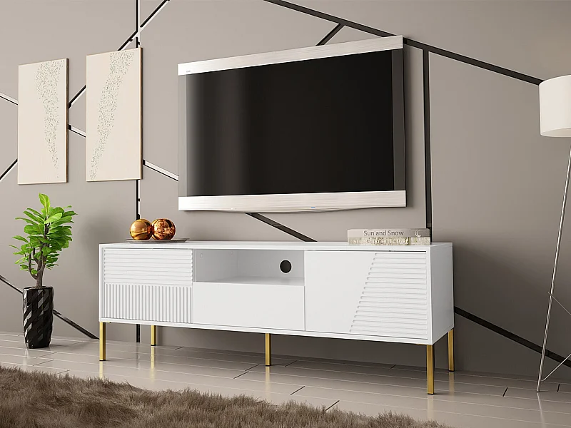 Mueble TV Merced L105, Blanco, 155x54x40cm