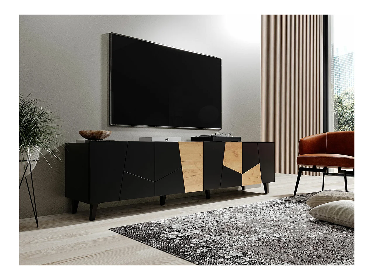 Mesa para TV Charlotte 181, O número de portas: 4, 201x53x42cm