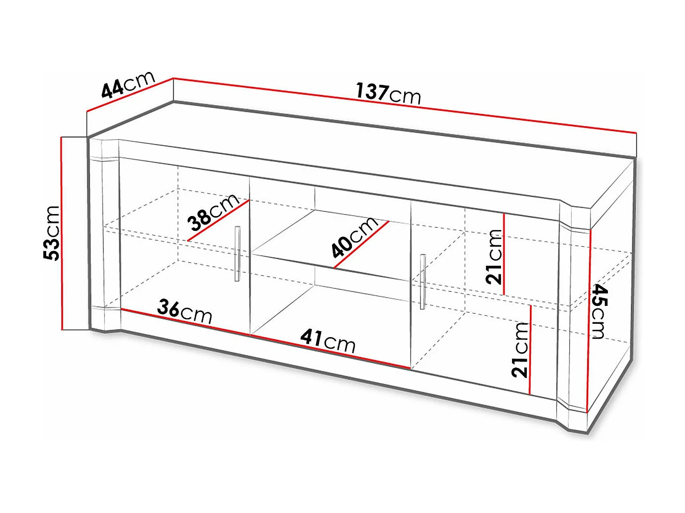 Mueble TV Stanton D111, Trufa roble, Número de puertas: 2.00, 137x53x44cm