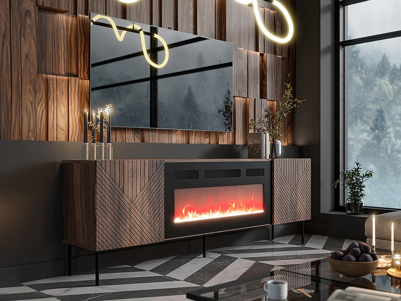 Mueble TV Charlotte L102, Nogal, 191x68x40cm