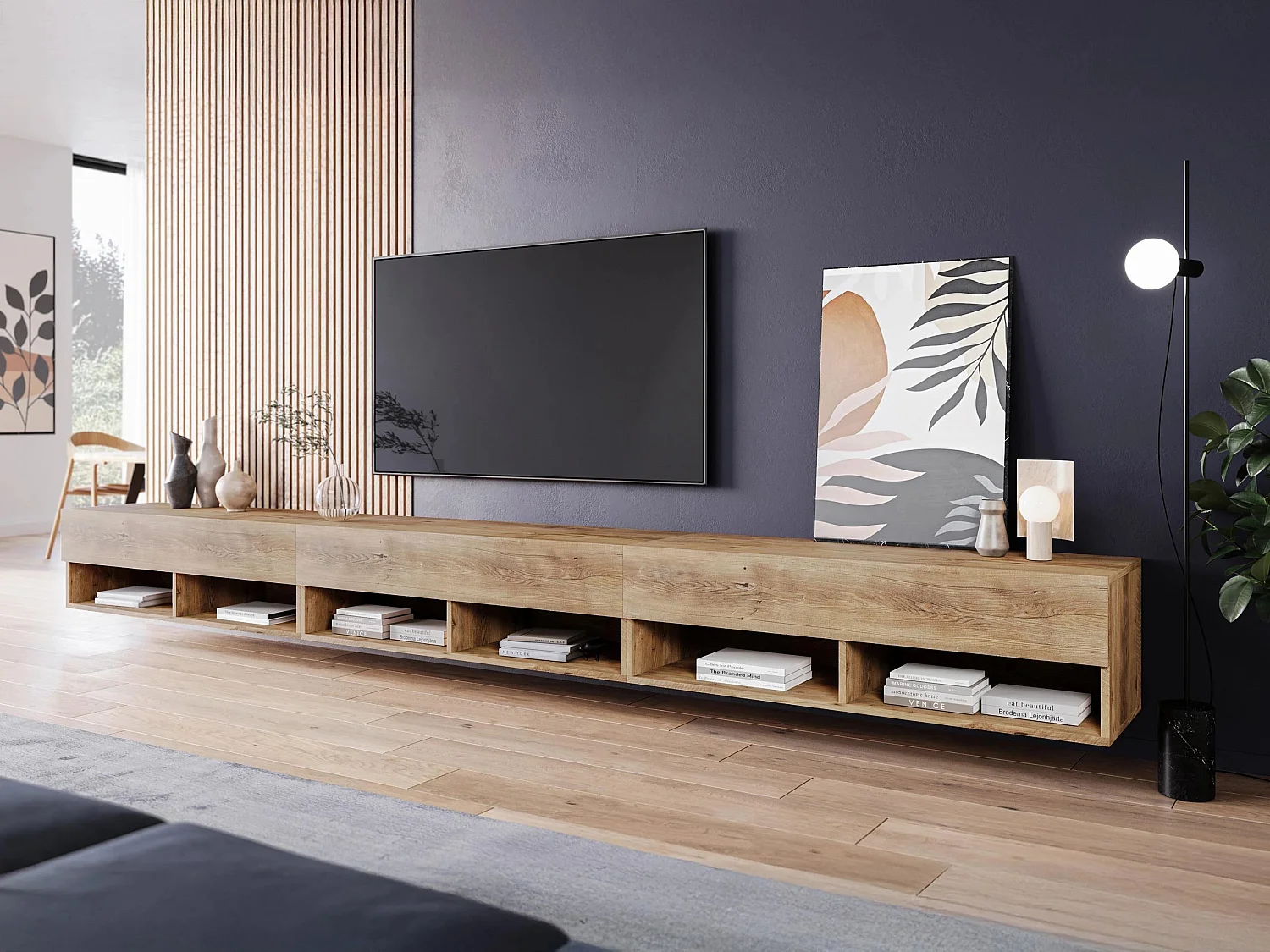 Mesa para TV Sarasota 144, O número de portas: 3, 300x30x33cm