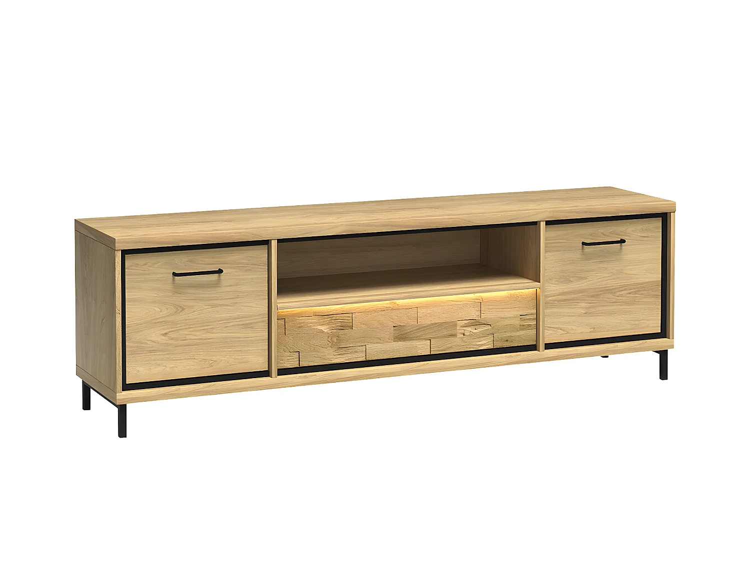 Mueble TV Stanton F112, Roble|Luminoso madera, Número de puertas: 2.00, 181x48x41cm