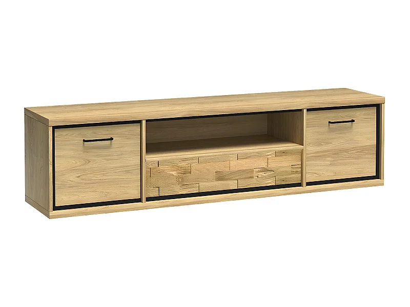 Meuble TV Etrmoni 111, Chêne|Clair bois, Le nombre de portes: 2, Nombre de tiroirs: 1,