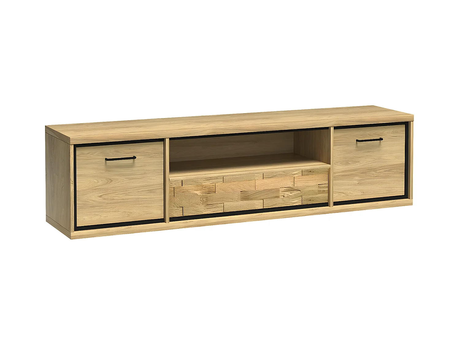 Meuble TV Etrmoni 111, Chêne|Clair bois, Le nombre de portes: 2, Nombre de tiroirs: 1,