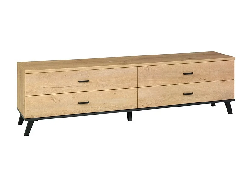 Mueble TV Toledo F105, Lefkas roble|Negro, Número de cajones: 4.00, 181x50x40cm