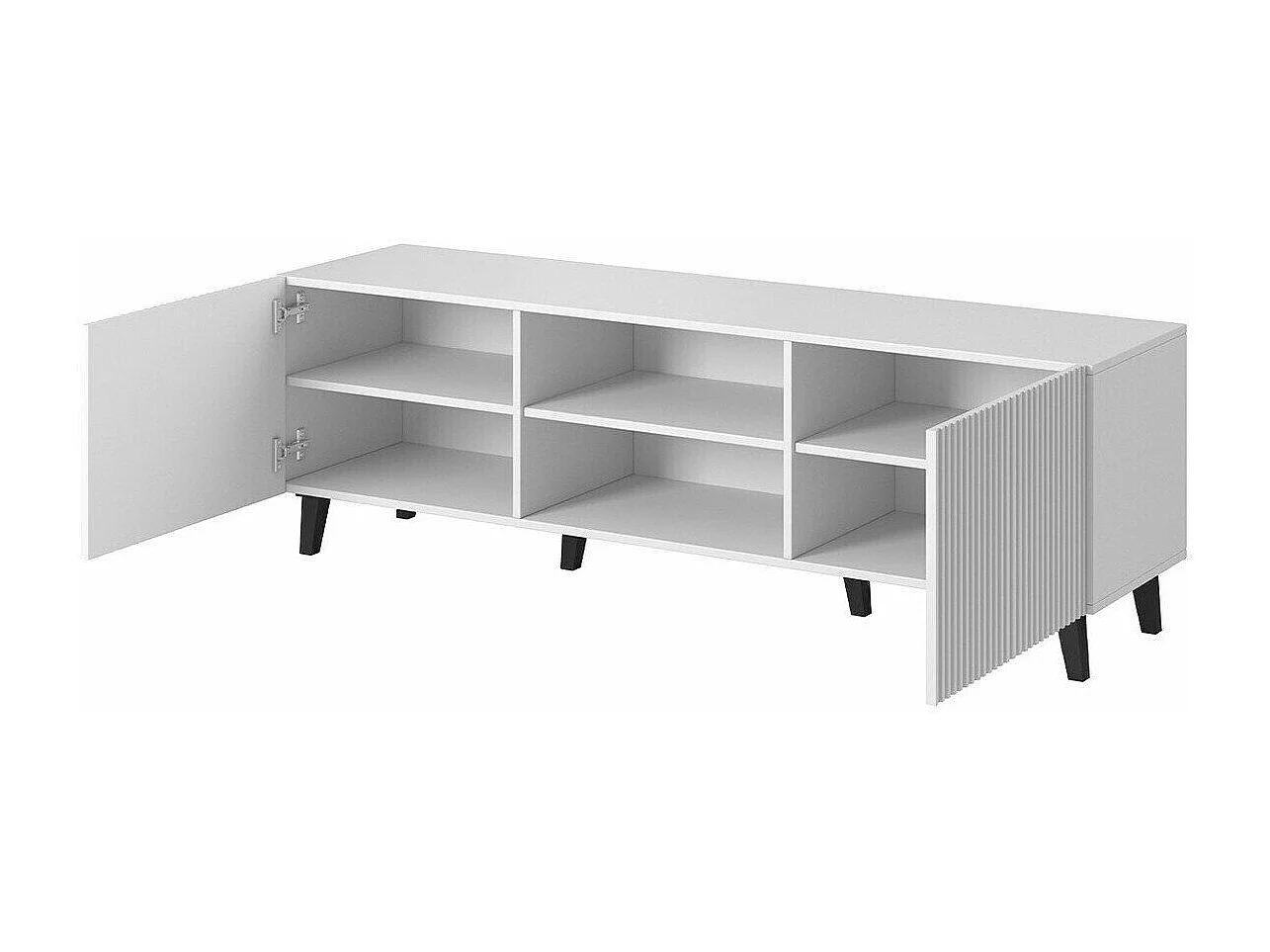 Mueble TV Charlotte H102, Negro|Blanco, Número de puertas: 2.00, 150x52x40cm