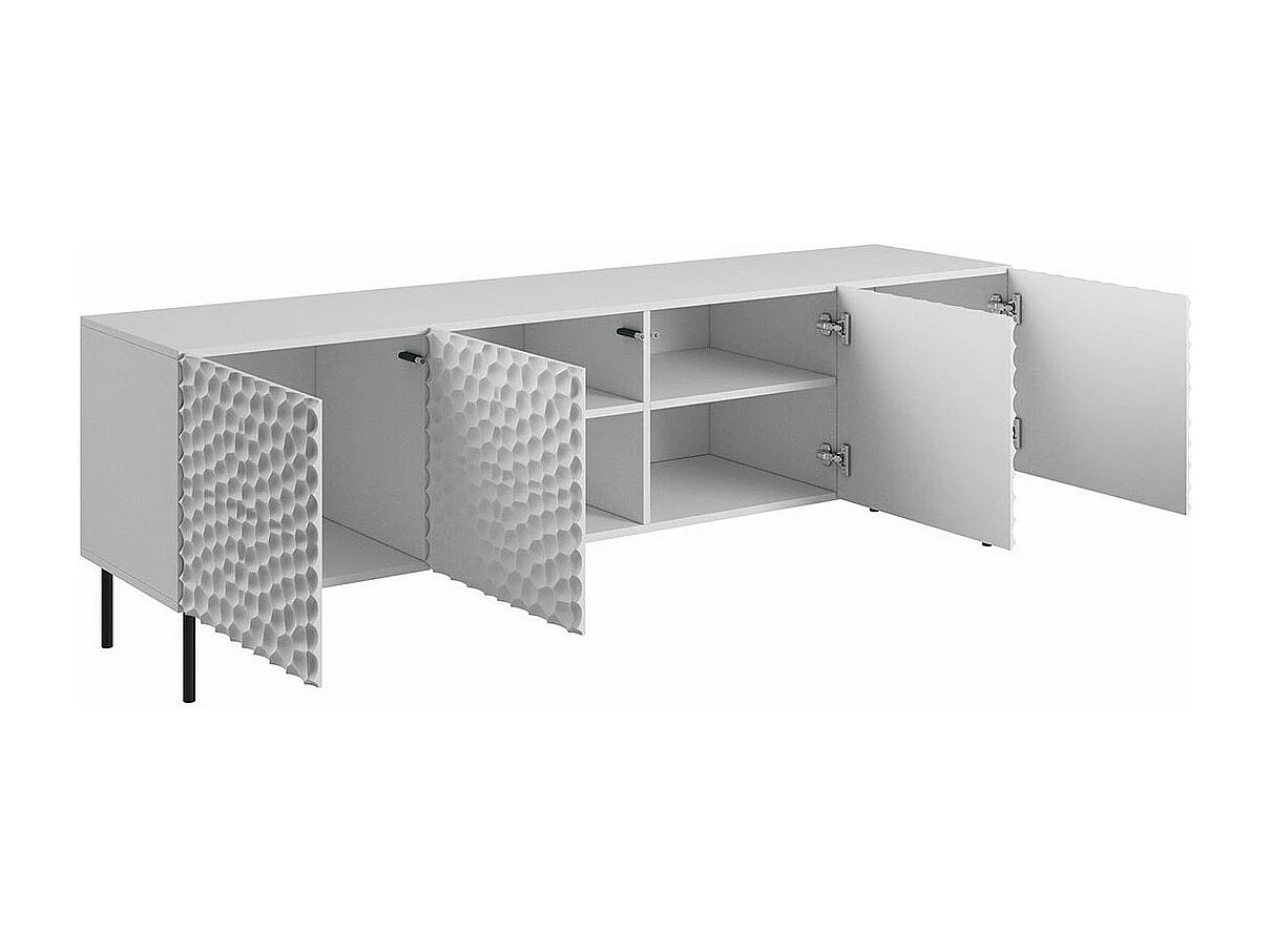 Meuble TV Charlotte 171, Noir|Doré, Le nombre de portes: 4, 190x60x41cm