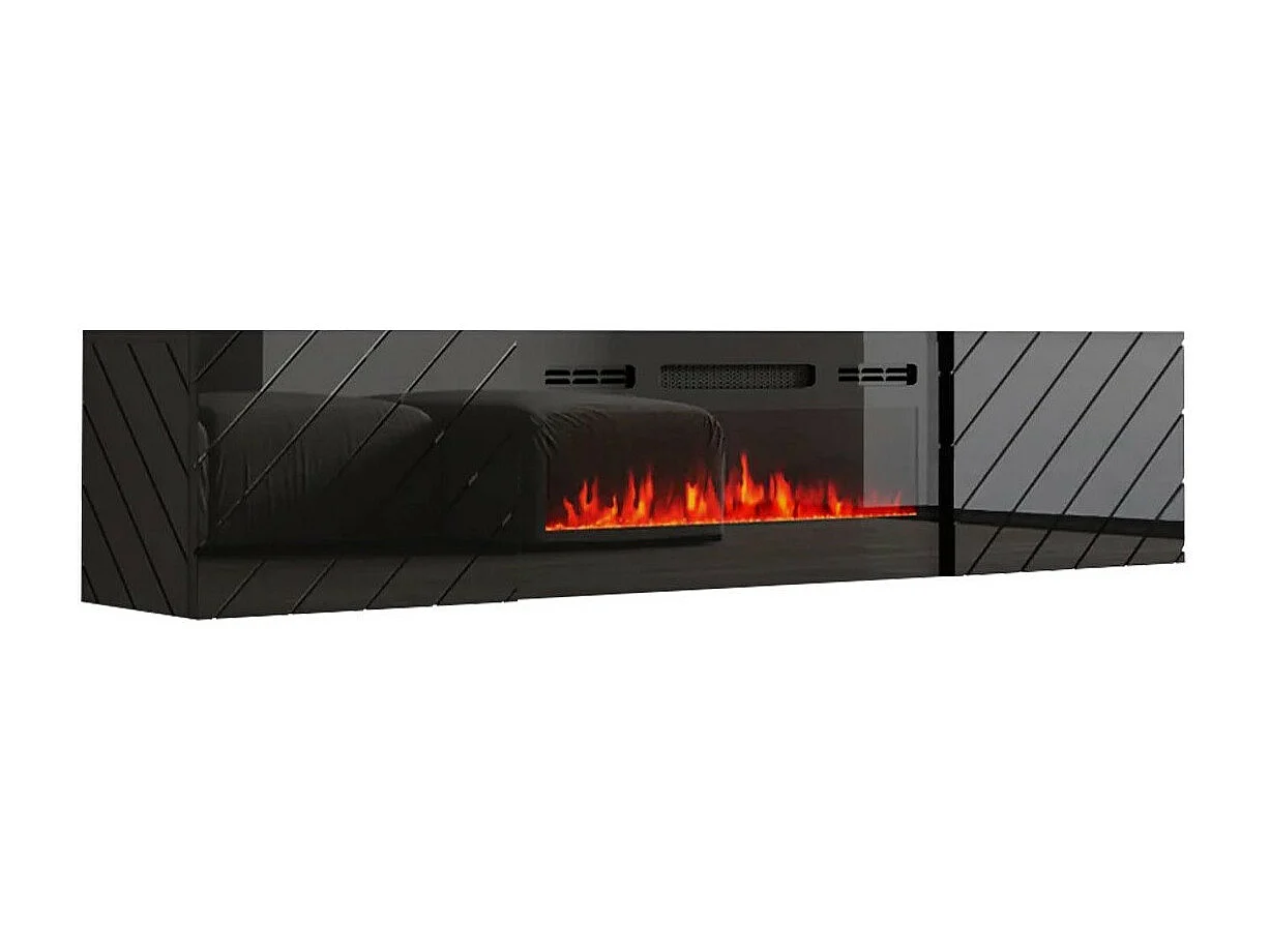 Mueble TV Charlotte 192, Negro, Número de puertas: 2.00, 183x38x35cm