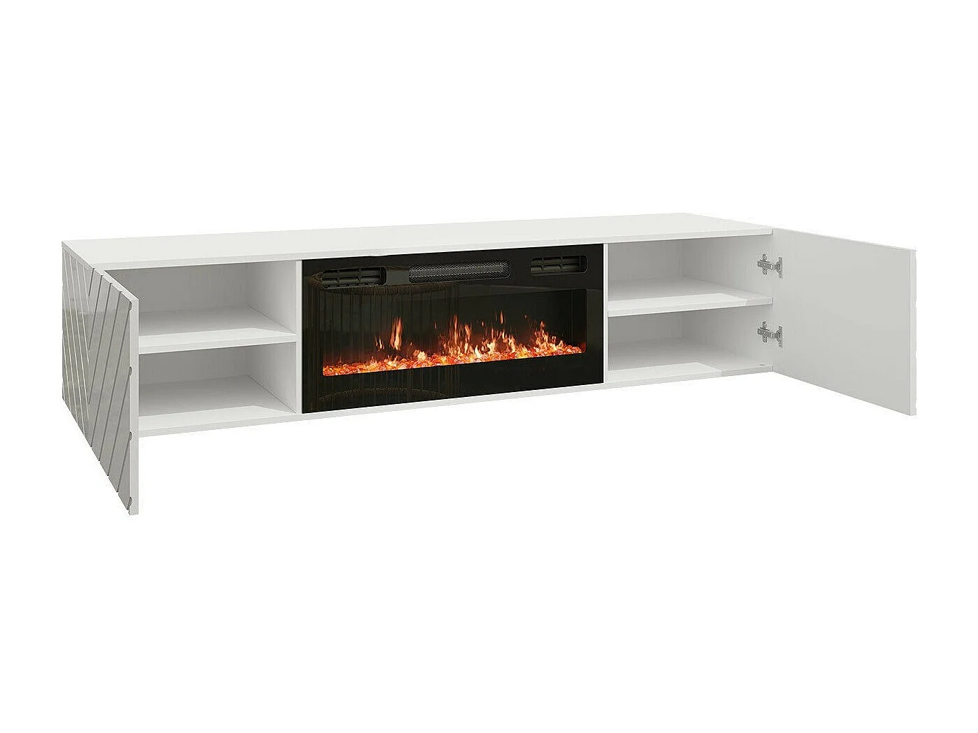 Mueble TV Charlotte 192, Negro, Número de puertas: 2.00, 183x38x35cm