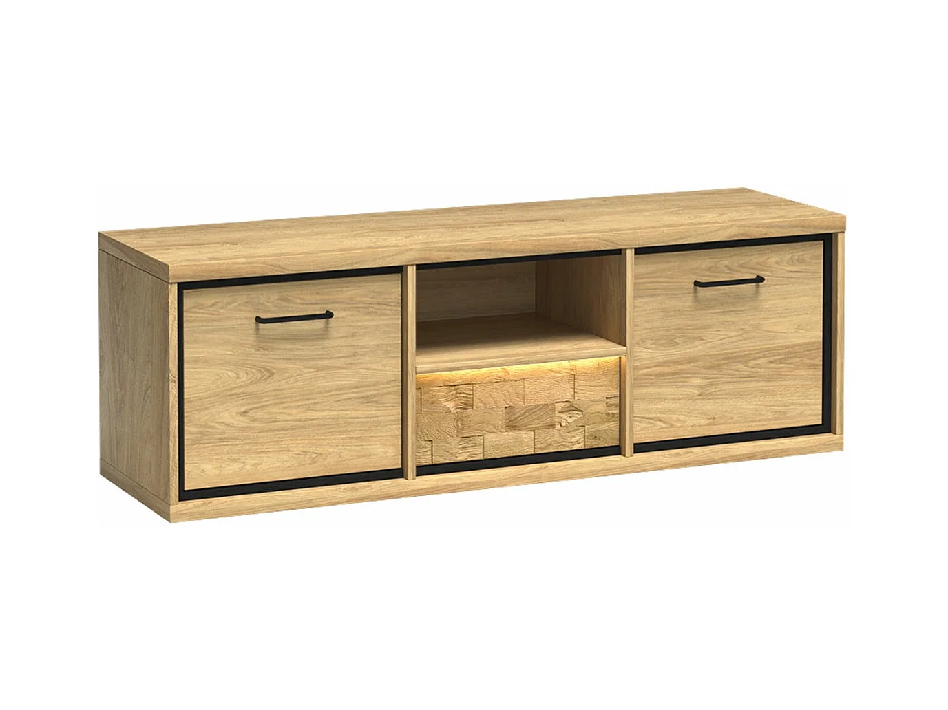 Mueble TV Stanton F113, Roble|Luminoso madera, Número de puertas: 2.00, 139x48x41cm