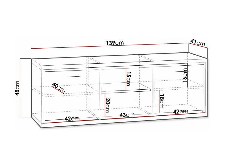 Mesa para TV Stanton F113, O número de portas: 2, Número de gavetas: 1