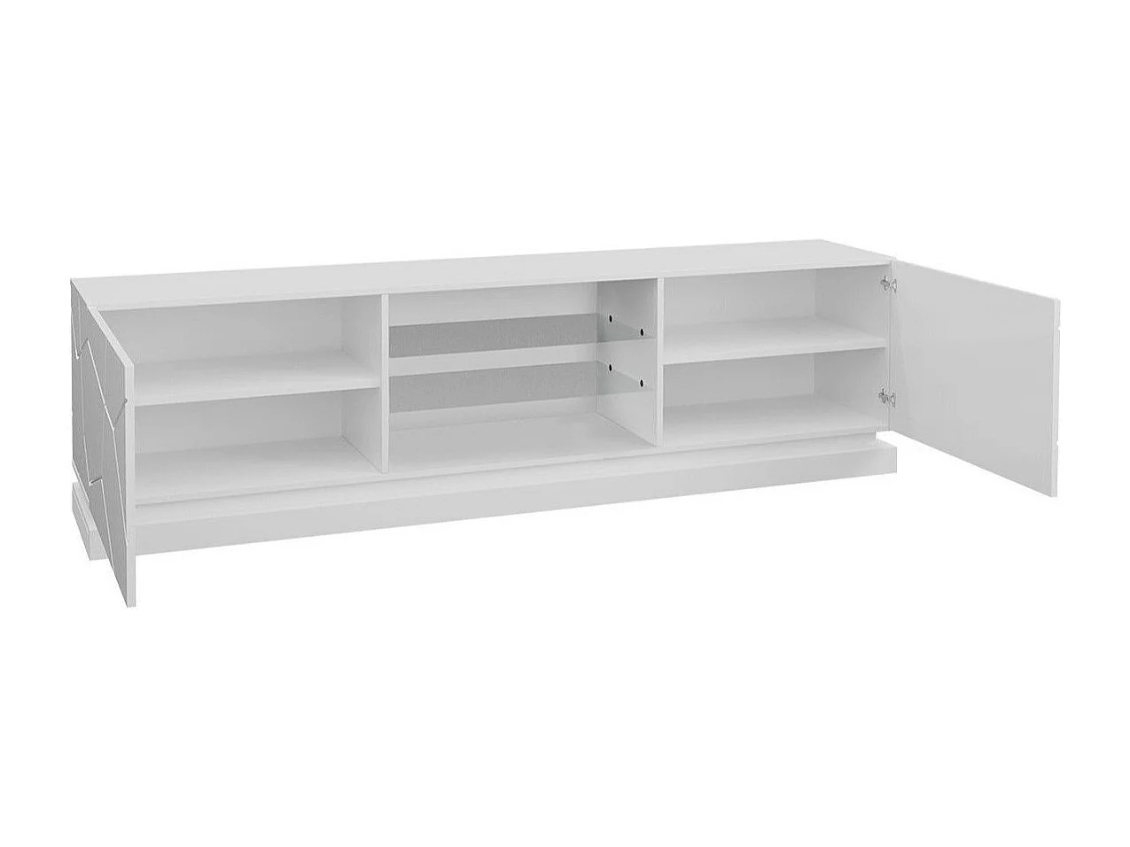 Meuble TV Charlotte 128, Blanc brillant|Blanc, Le nombre de portes: 2, 200x57x40cm