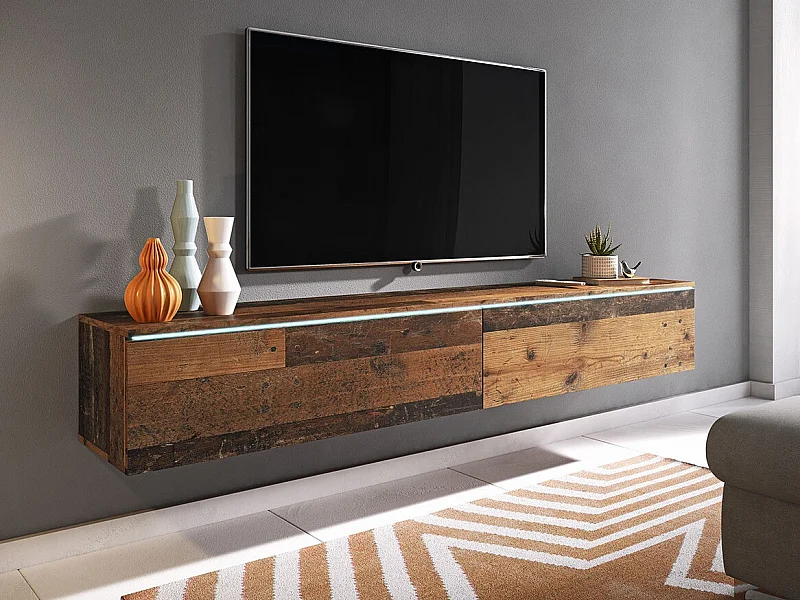Mueble TV Sarasota 121, Arbol envejecido, Número de puertas: 2.00, 180x30x33cm