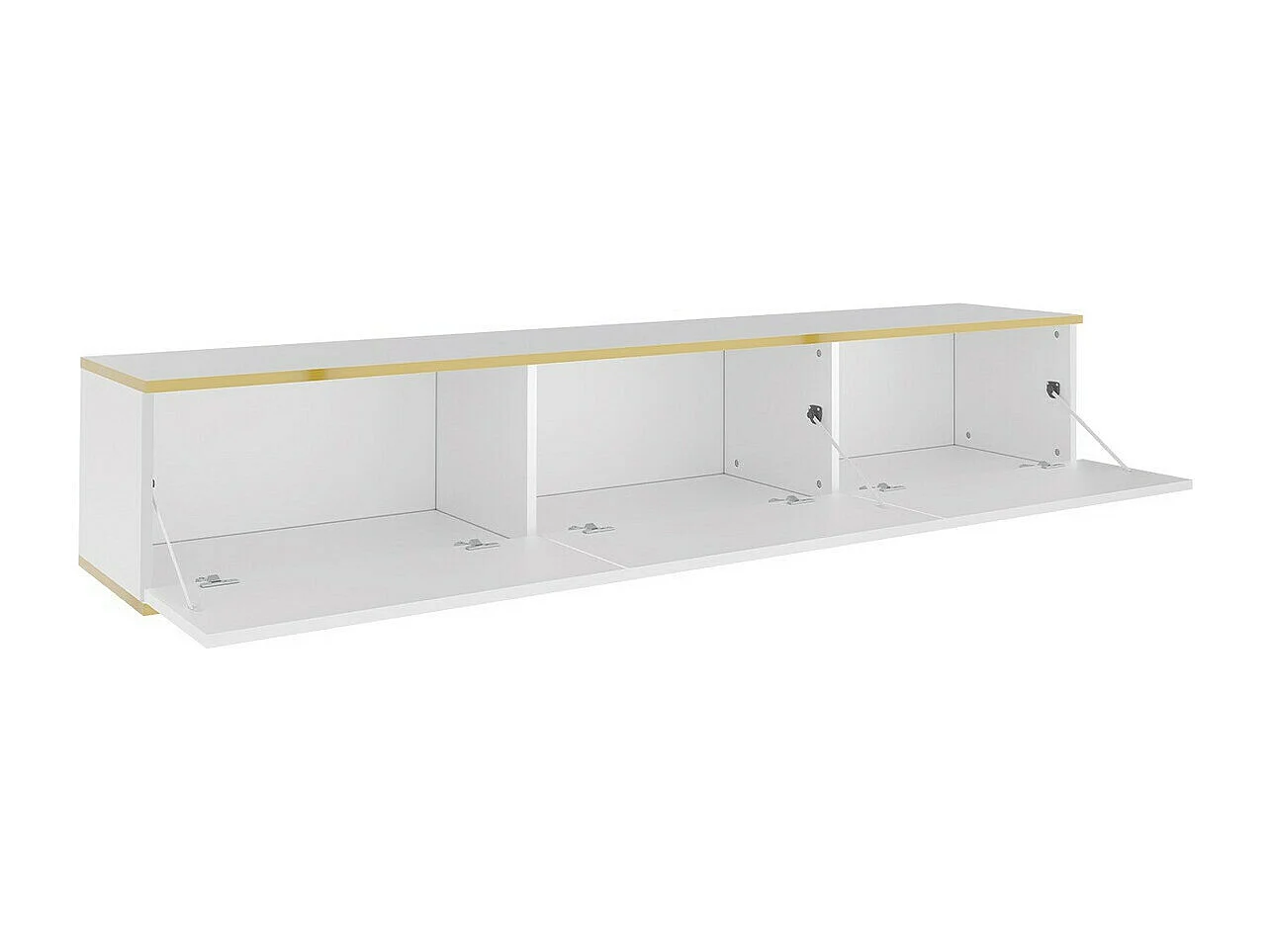 Mueble TV Lima 125, Dorado|Blanco, Número de puertas: 3.00, 175x30x32cm