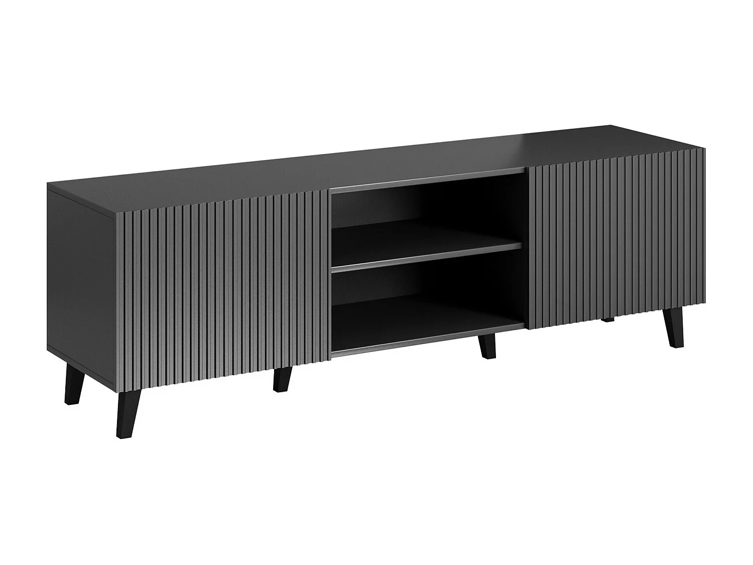 Mueble TV Charlotte J103, Antracita|Negro, Número de puertas: 2.00, 150x53x42cm