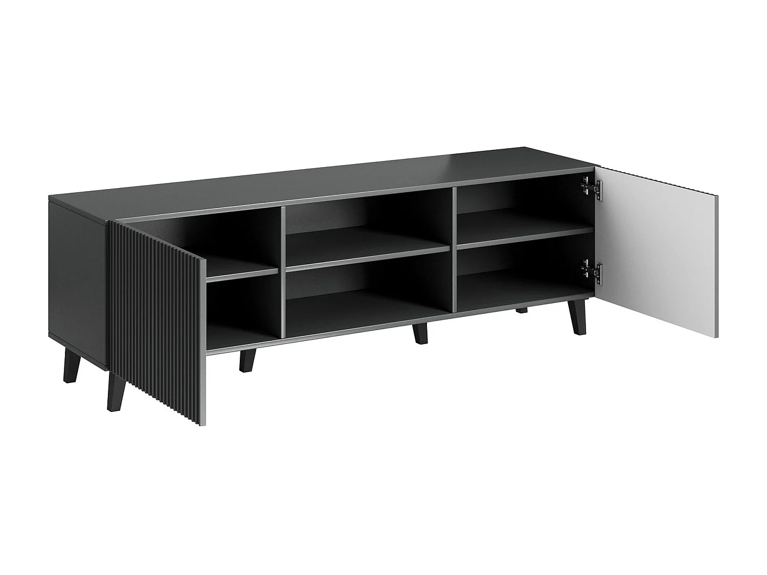 Mueble TV Charlotte J103, Antracita|Negro, Número de puertas: 2.00, 150x53x42cm