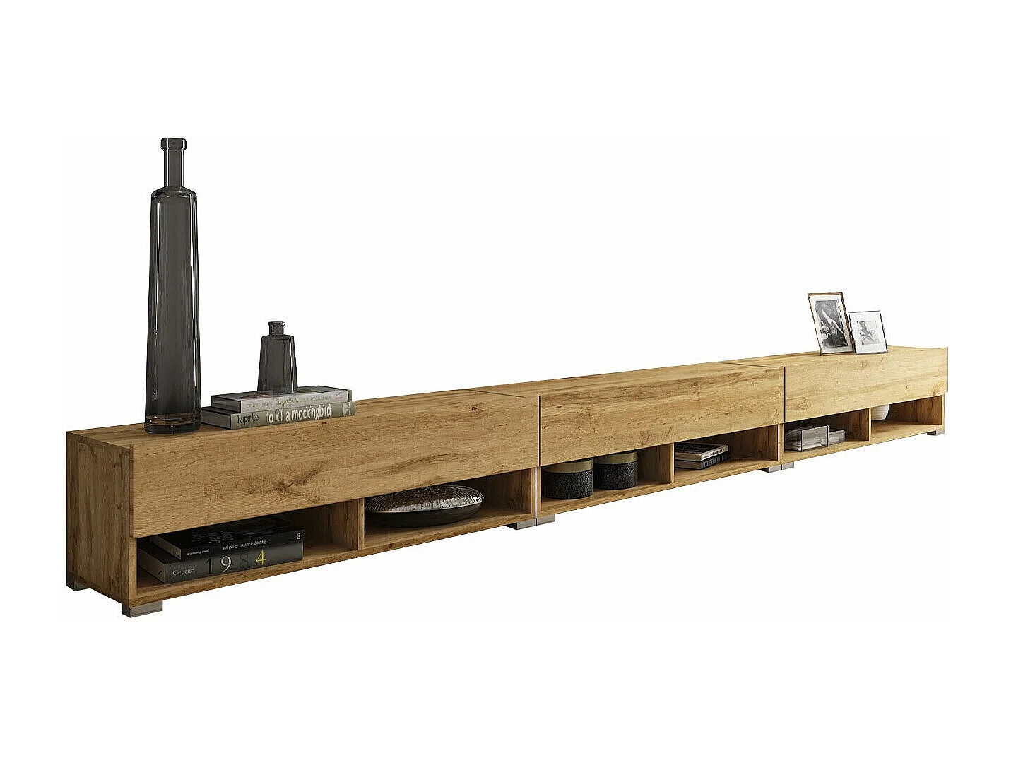 Mueble TV Sarasota 144, Wotan roble, Número de puertas: 3.00, 300x30x33cm