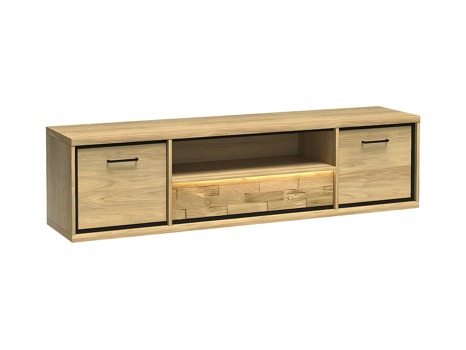 Mueble TV Stanton F112, Roble|Luminoso madera, Número de puertas: 2.00, 181x48x41cm