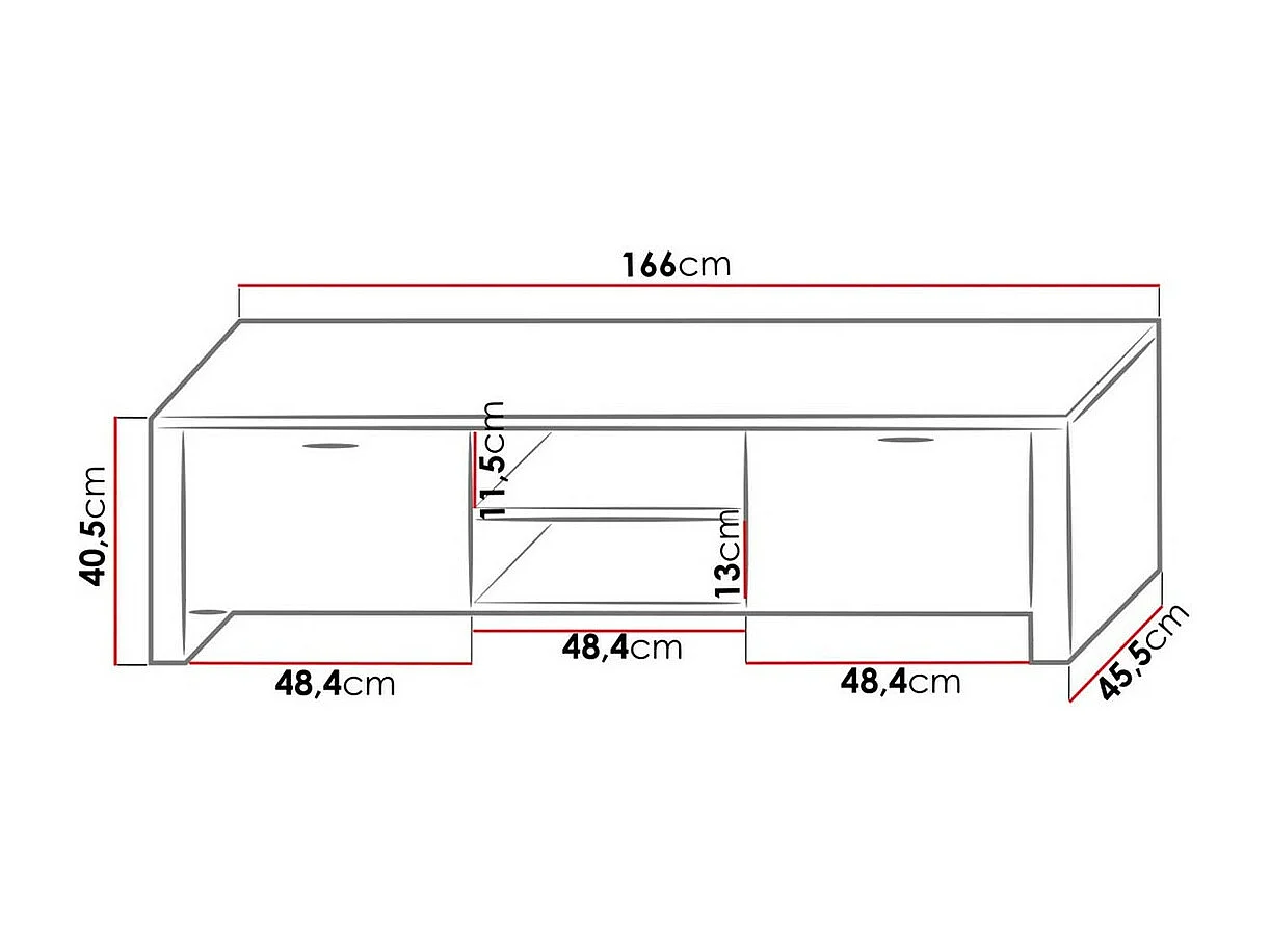 Meuble TV Nashville 104, Le nombre de portes: 2, 166x41x46cm