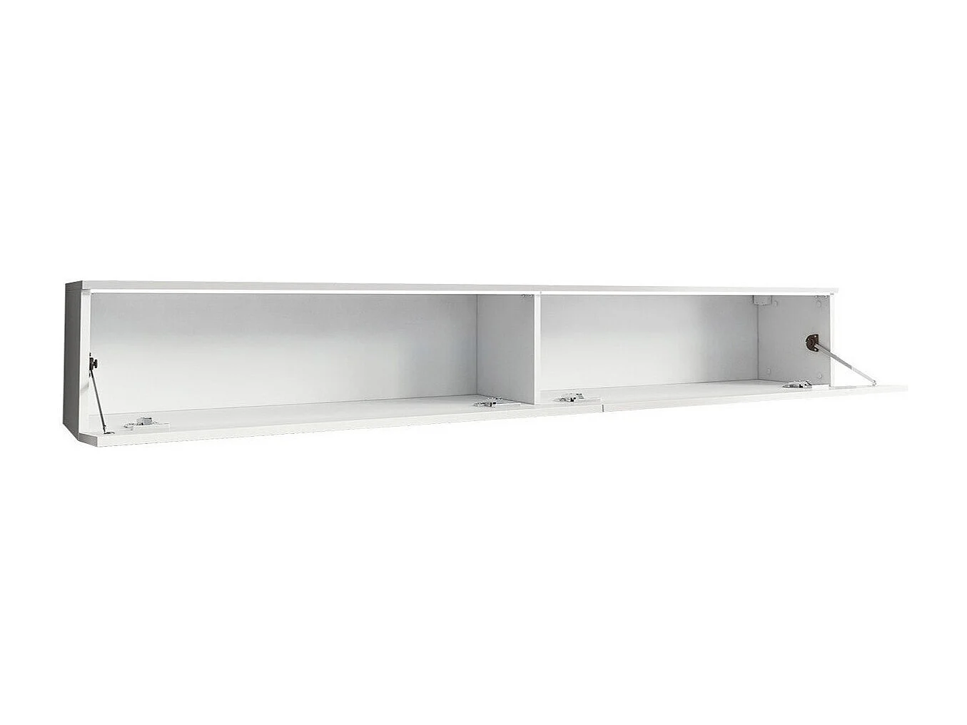 Meuble TV Sarasota 121, Blanc|Blanc brillant, Le nombre de portes: 2, 180x30x33cm