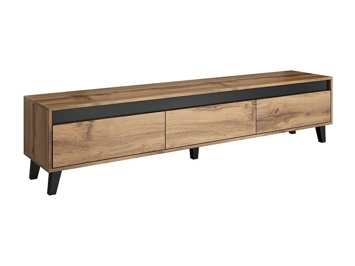 Mueble TV Charlotte 120, Wotan roble|Antracita, Número de cajones: 3.00, 185x42x38cm