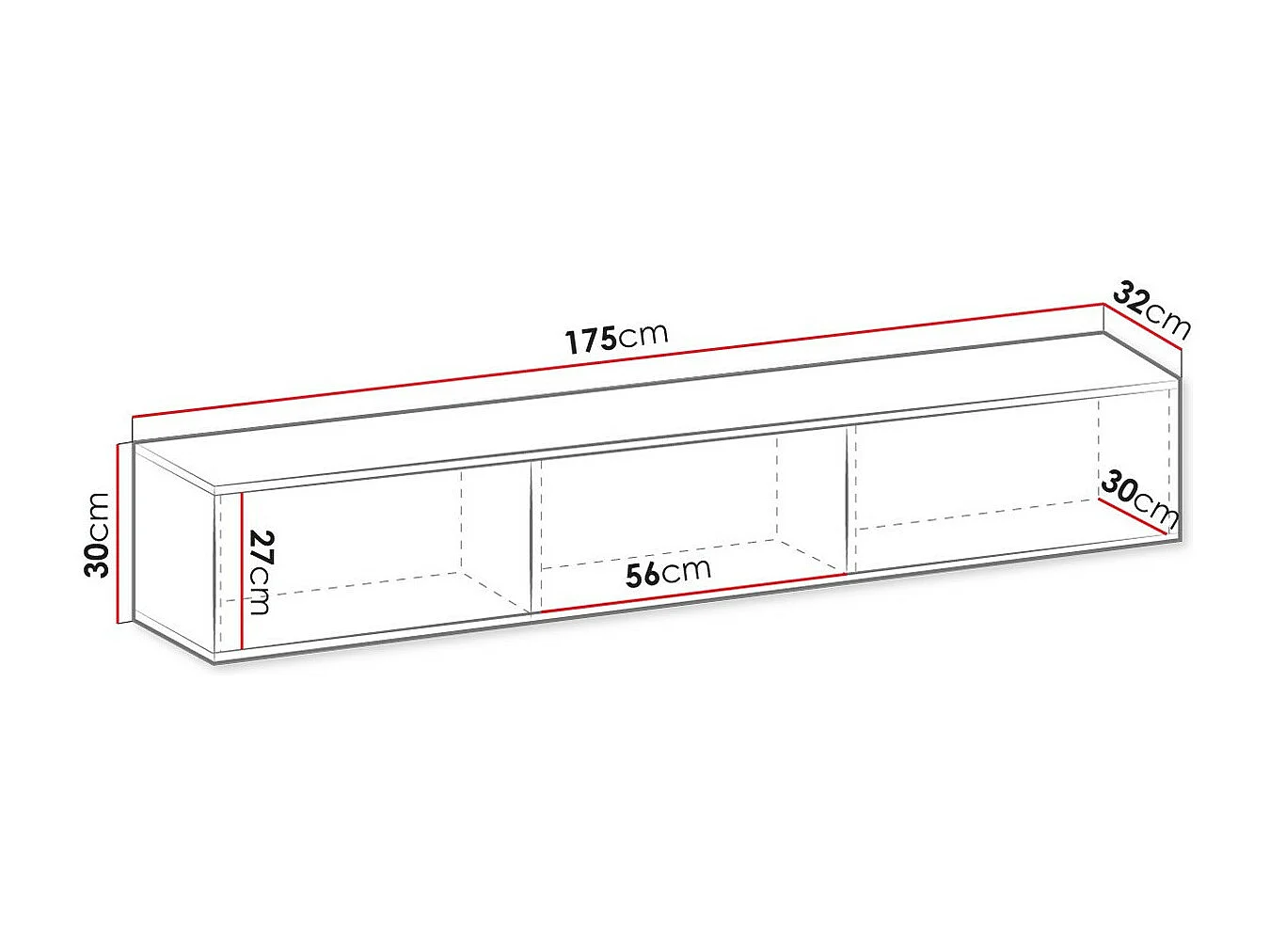 Mueble TV Lima 124, Negro|Dorado, Número de puertas: 3.00, 175x30x32cm