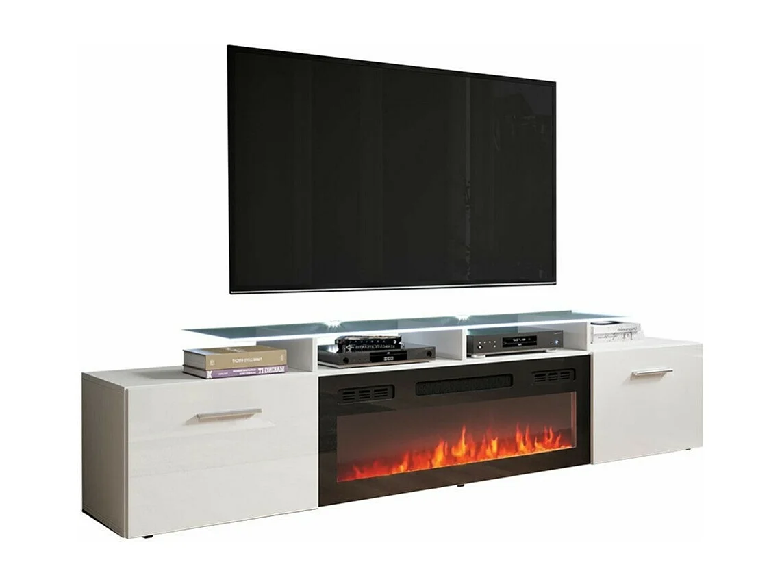 Mueble TV Charlotte 155, Blanco|Blanco brillante, Número de puertas: 2.00, 190x49x37cm