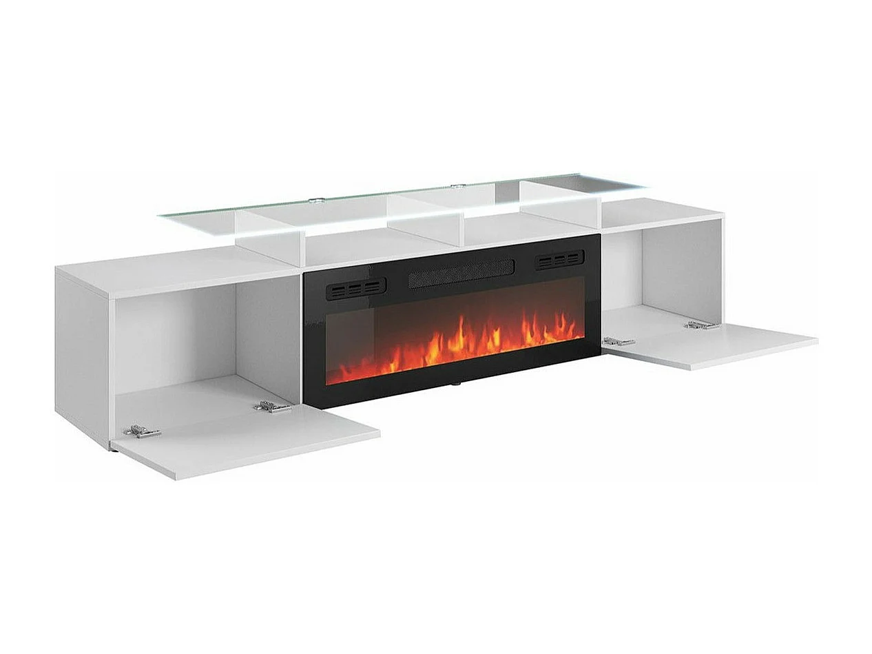 Mobile porta TV Charlotte 155, Bianco lucido|Bianco, Il numero di porte: 2.00, 190x49cm