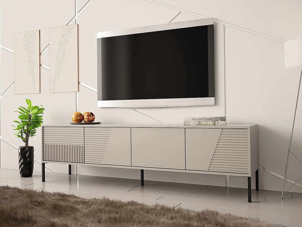 Meuble TV Verteni 100, Cachemire, 190x53x40cm