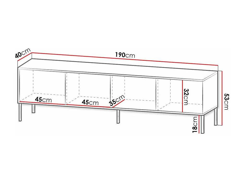 Meuble TV Verteni 100, Cachemire, 190x53x40cm