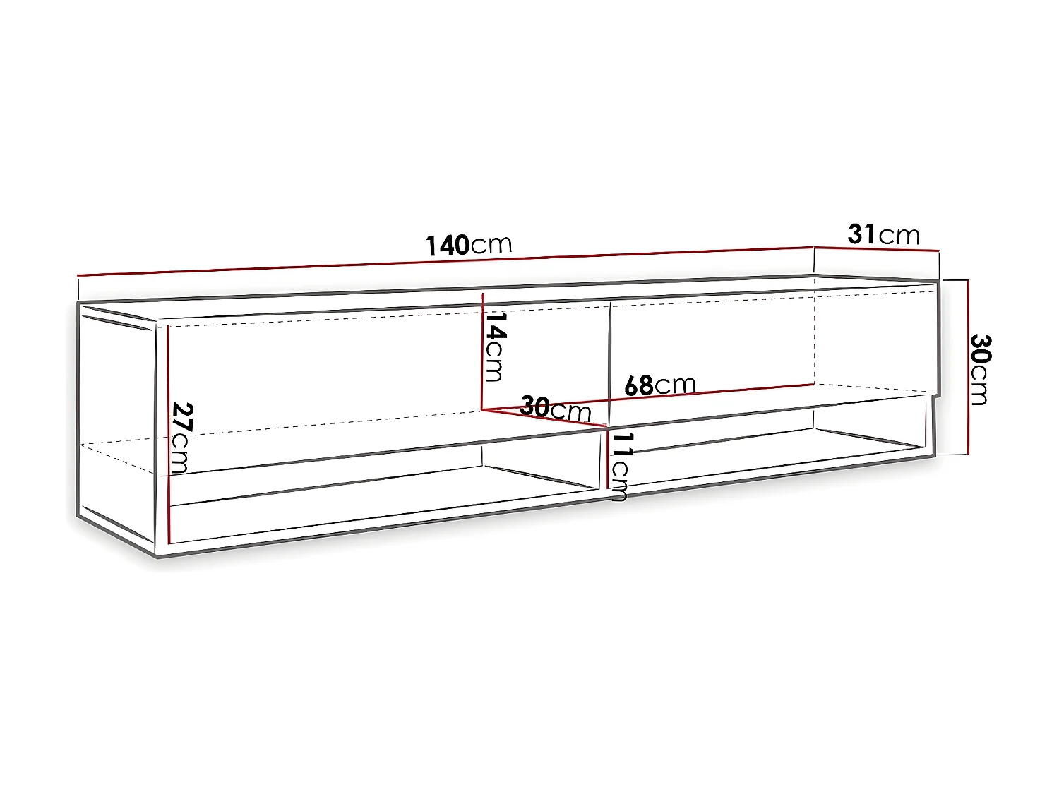 Mueble TV Sarasota 118, Wotan roble, Número de puertas: 2.00, 140x30x33cm