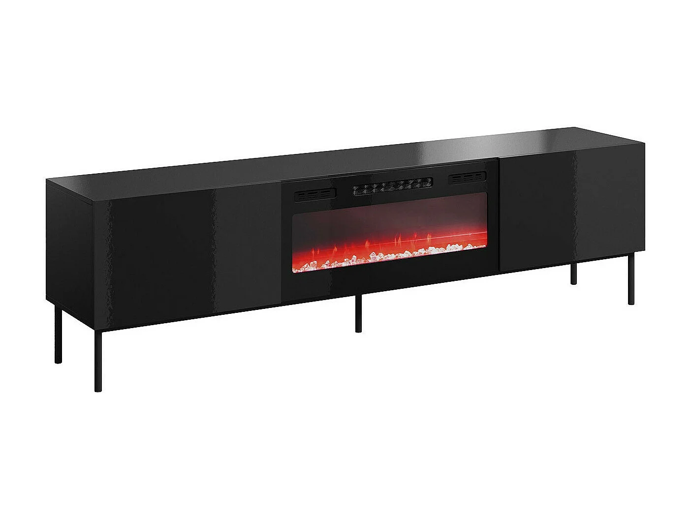 Mueble TV Charlotte 163, Negro|Negro brillante, Número de puertas: 2.00, 200x57x40cm
