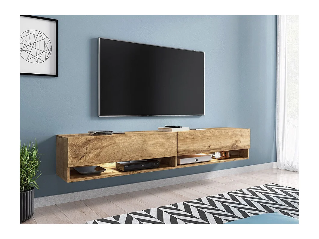 Meuble TV Sarasota 119, Chêne wotan, Le nombre de portes: 2, 180x30x33cm