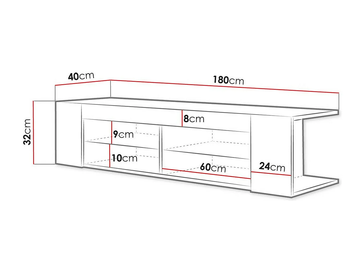 Mobile porta TV Nashville 112, 180x32x40cm