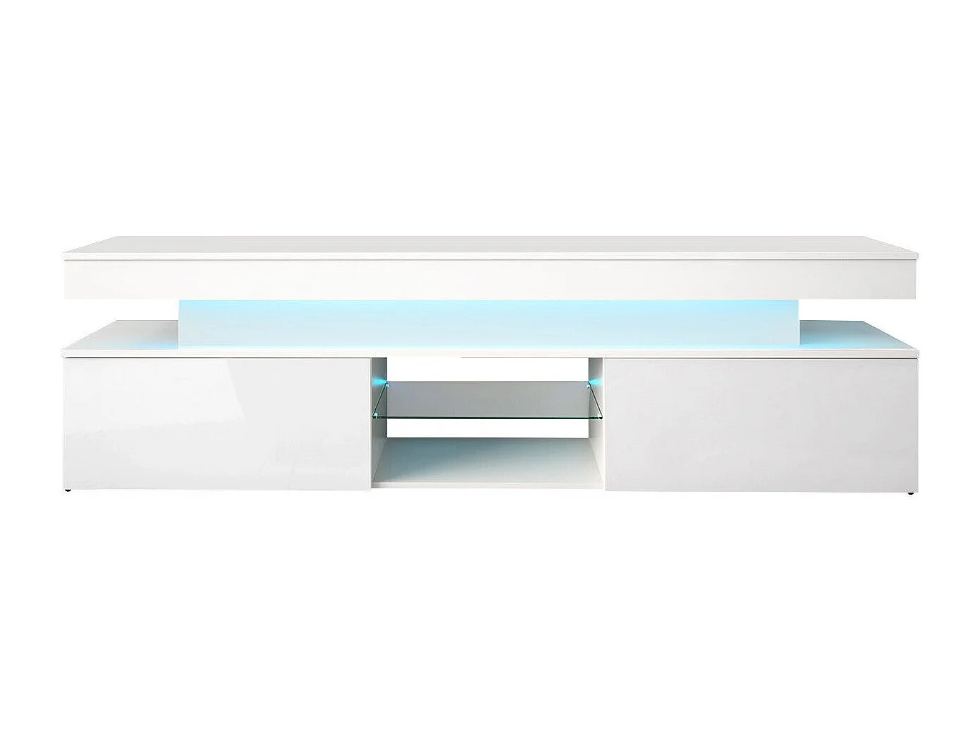 Meuble TV Monfero 103, Blanc brillant|Blanc, 190x54x39cm