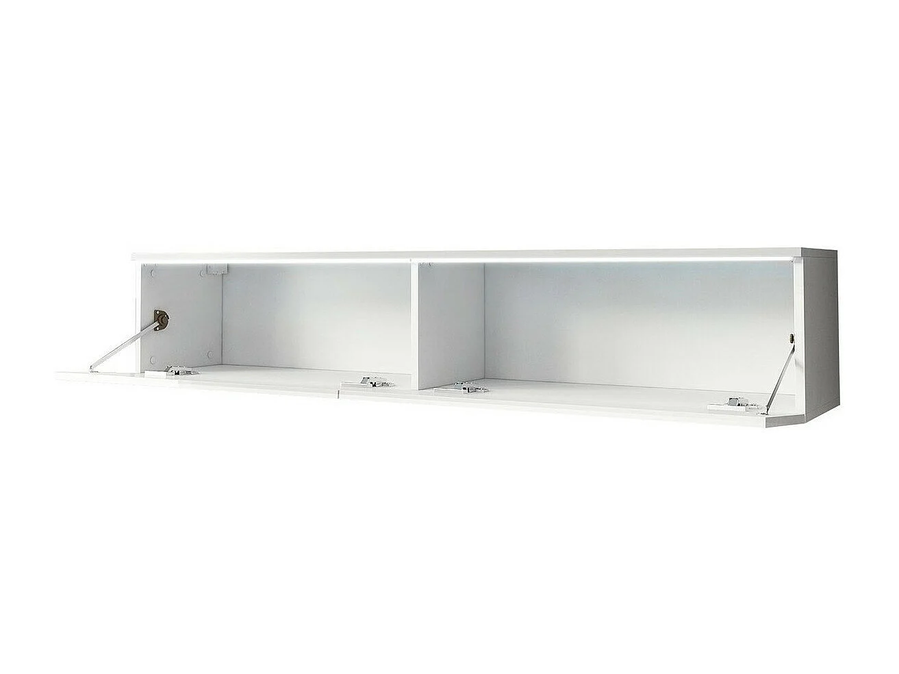 Meuble TV Sarasota 120, Blanc|Blanc brillant, Le nombre de portes: 2, 140x30x33cm